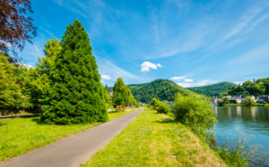 Waterfront promenade near Traben-Trarbach, Middle Mosel, Ernst-Spies-Allee, Moselle romance, Waterfront promenade near Traben-Trarbach, Middle Mosel, Ernst-Spies-Allee, Moselle romance,